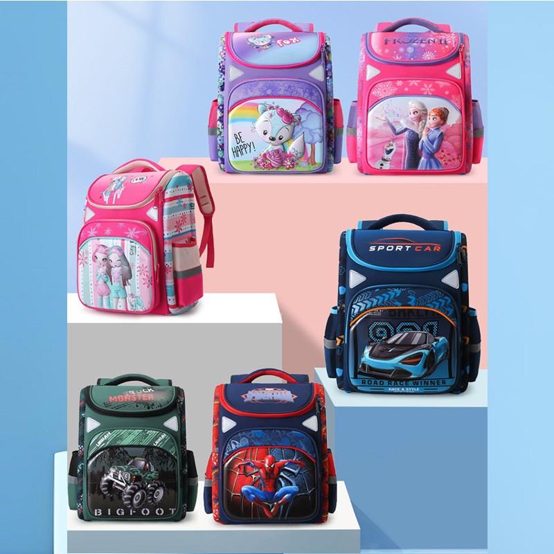 Kids Lightweight School Backpack 3D Hard Shell Cartoon Design Ages 5-10 Ergonomic Back Support Waterproof Oxford Fabric