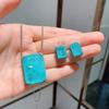 Jewelry Set With Diamonds Imitation Paraiba Jewelry Set Rectangular 20 * 28 Large Pendant Stud Earrings 9 * 12