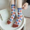 Breathable Five Finger Tube Socks Flower Toe Mid-calf Socks Soft Split Toe Short Socks  Daily