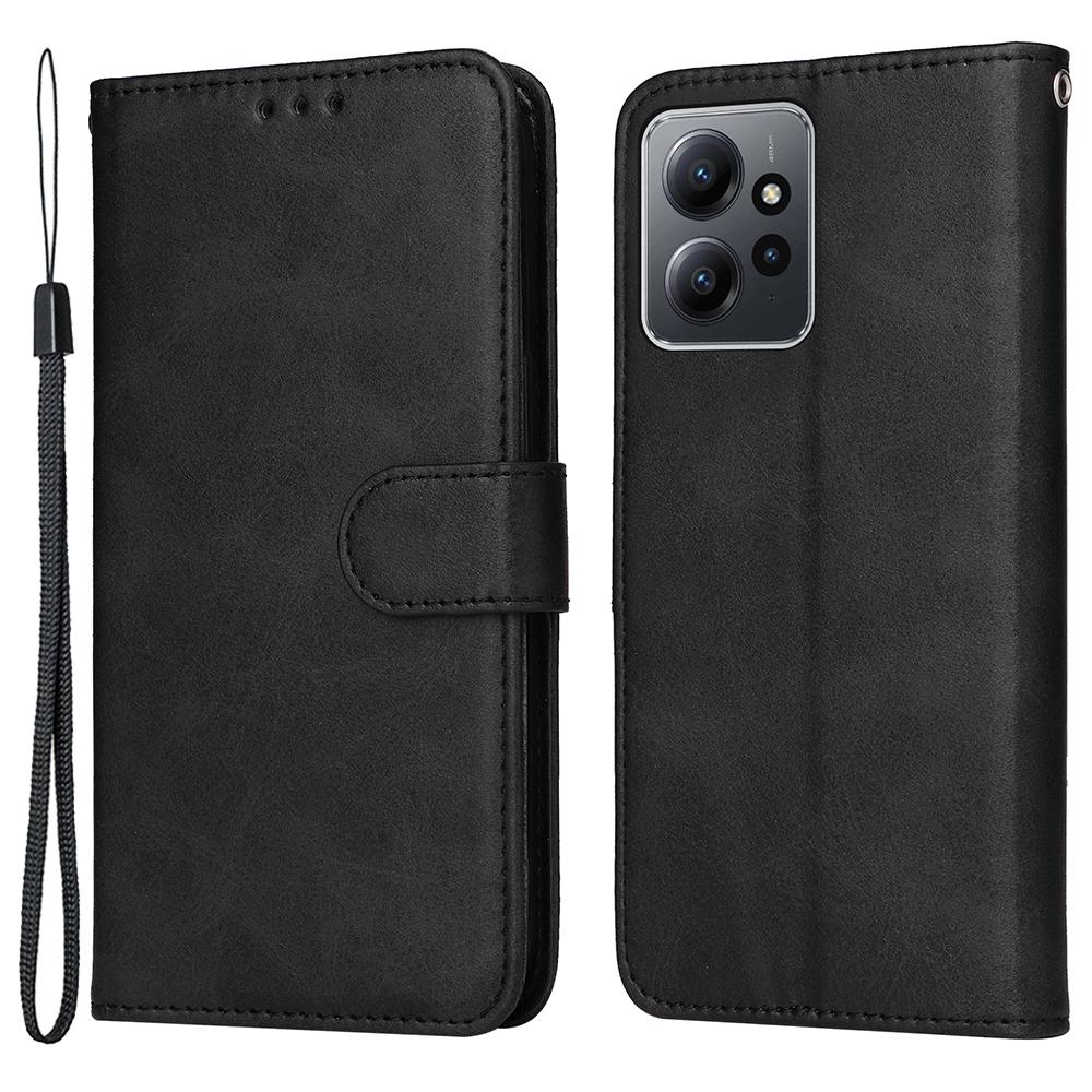 Для Xiaomi Redmi Note 12 4G Чехол-книжка из кожи с текстурой теленка, кошелек, чехол для телефона с ремешком