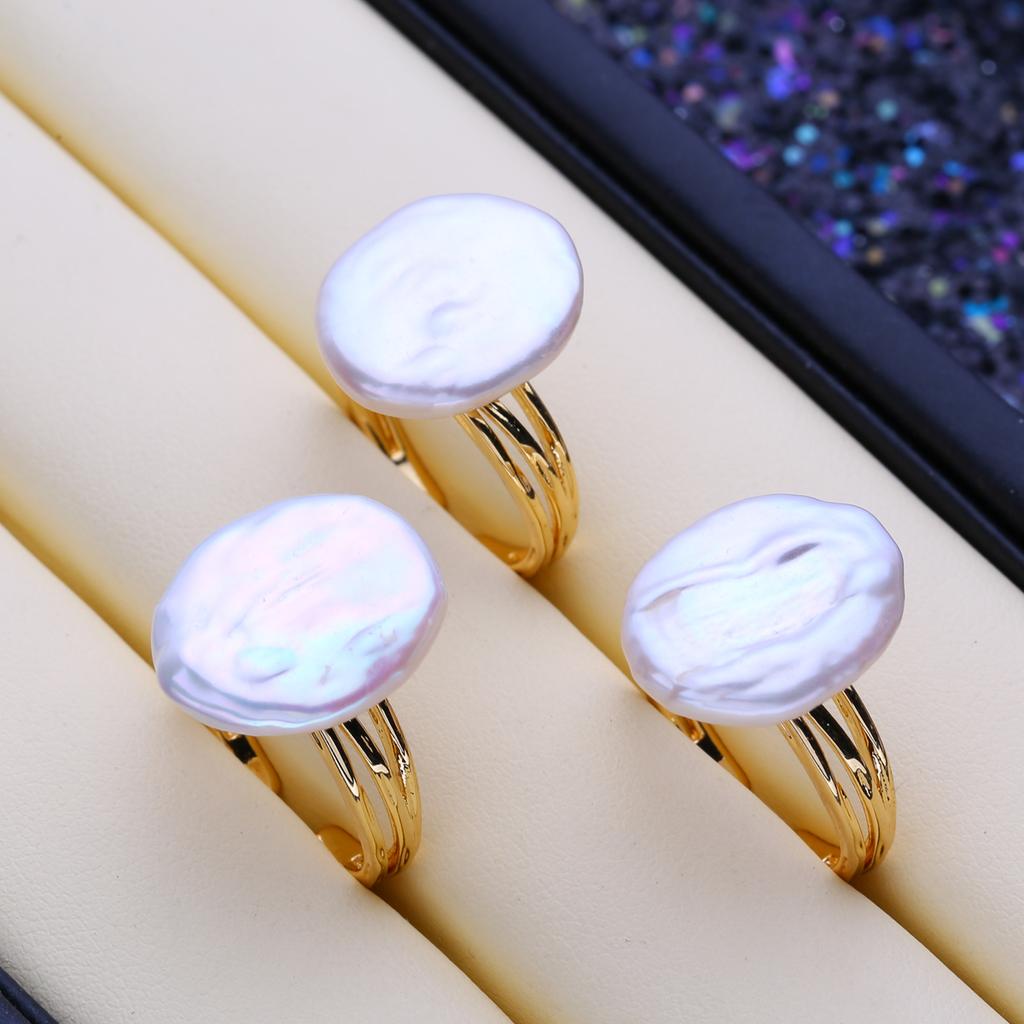 LSOOYH Кольца из натурального пресноводного жемчуга в стиле барокко для женщин, простое офисное кольцо золотого цвета, подарки на день рождения