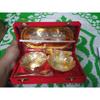 German Silver And Gold Plated Bowl Set With Royal Velvet Gift Box (Contains-2 Bowls 2 Spoons & 1 Tray), 100 ML