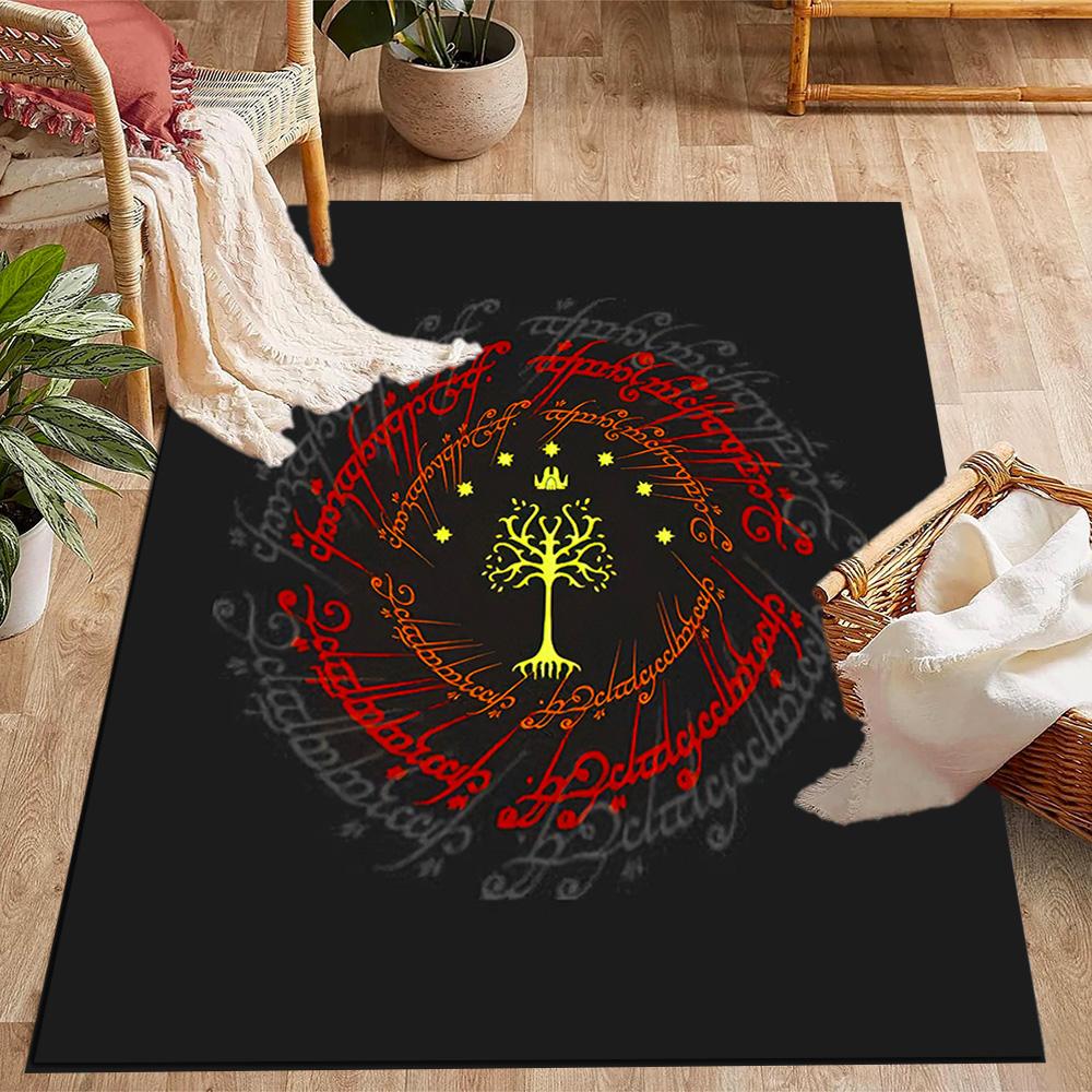 Lord Rings Symbol Carpet Suitable for Outdoor Foyer Living Rooms Entryway Antislip Carpet Anime Office Decor Spiritual Gift