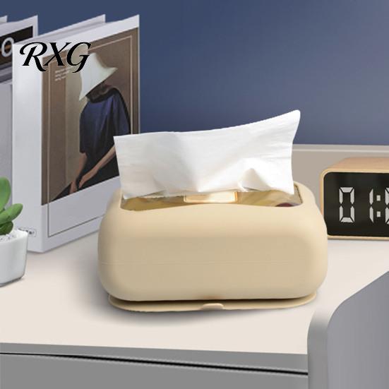Space Saving Tissue Box Suction Cup Box, Wall Mounted Waterproof Silicone Holder, Modern Heavy Duty Dispenser Style Solid Color Dispenser, for