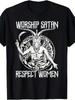 100% Cotton Satanic Goat Head T-Shirt - Worship Satan Respect - 220g
