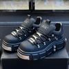 Fashion Men's Fashion Platform Sneakers Men Punk Muffin Shoes Male European Style Designer Leather Shoes Outdoor Trendy Cool Model Shoes