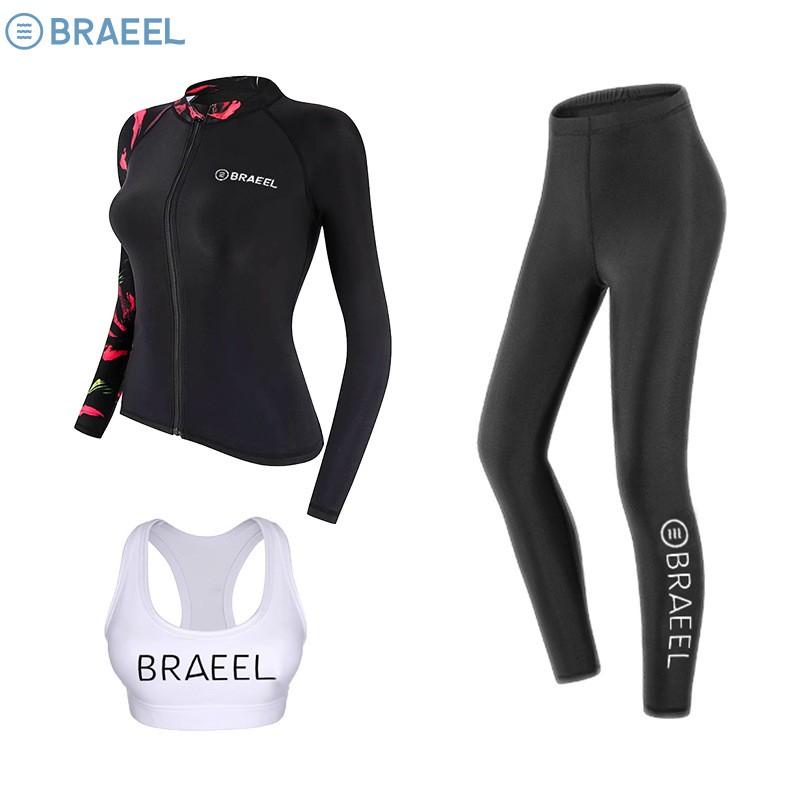 Womens UV Protection Rash Guard Set Long Sleeve Top Pants Snorkeling Swimming Surfing Diving
