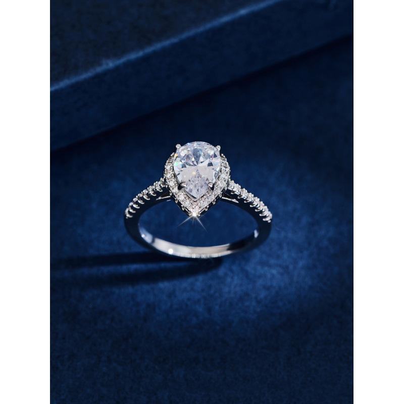 Creative sparkle drop-shaped zircon group setting ring women's wedding