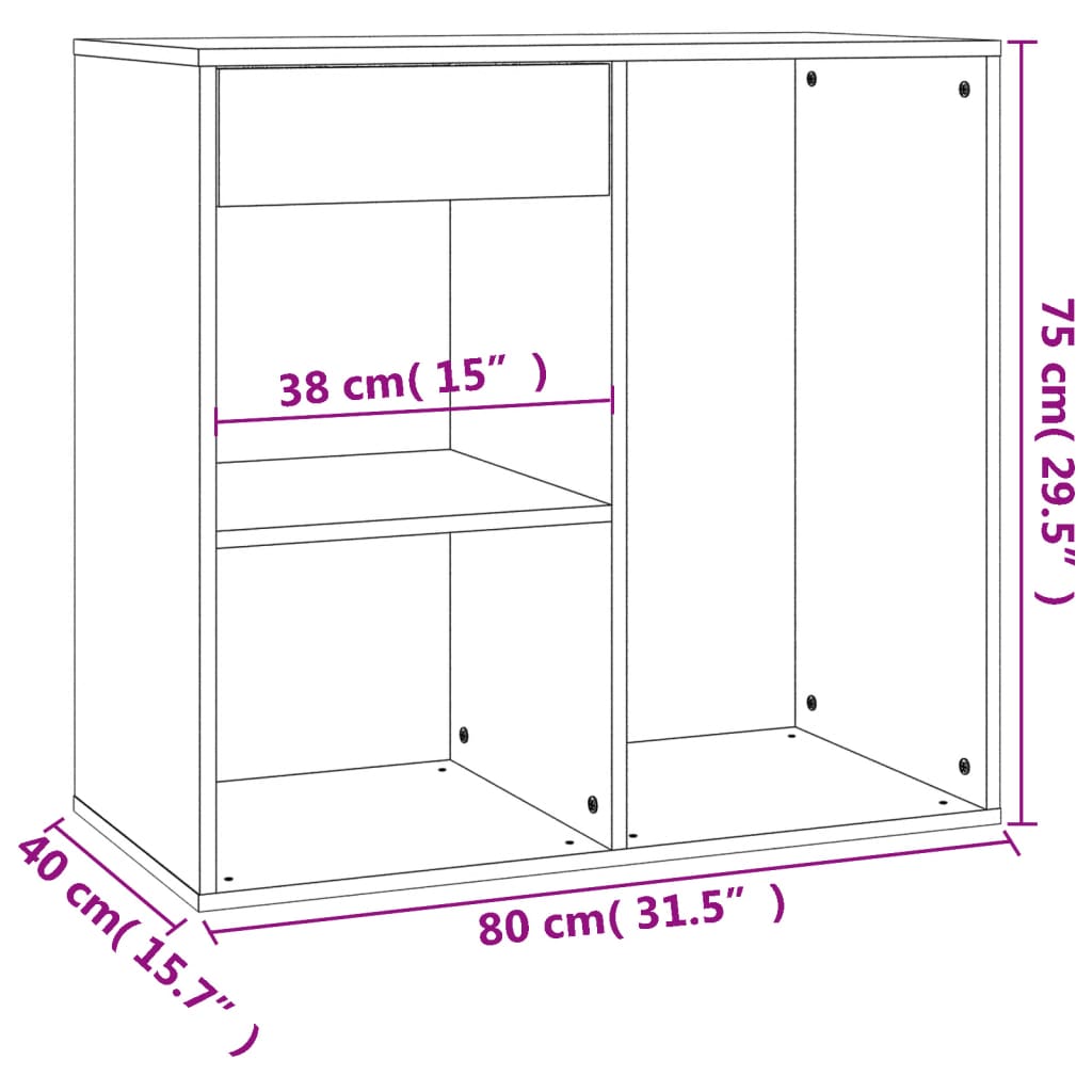 LED Makeup Table with 2 Cabinets White Wood Based Material