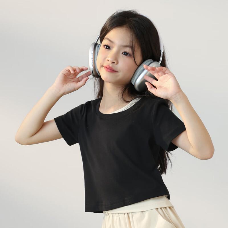 LUSON Girls' 2025 Summer Fake Two-Piece Short Sleeve T-Shirt