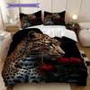 Постельное белье с леопардовым принтом Комплект одеял Покрывало Наволочка Домашний Декор Подарок на День Рождения (1 пододеяльник + 2 наволочки, без наполнителя)