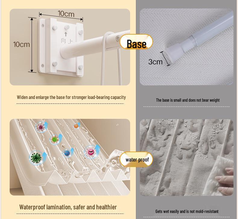 Прочный складной душевой занавес под лен с телескопической штангой для оптимизации ванной комнаты