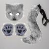 Faux Fur Cat Fox Maque Tail And Paw Gloves Set Handmade Furry Animal Therian Kit Masquerade Halloween Party Cosplay Costume Accessory