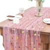 Vintage Embroidery Daisy Table Runner Boho Floral Tablecloth  Holiday Decoration
