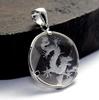 Гексаграмма Гексаграмма Дракон Кристалл Серебряный 925 Подвеска Подвеска Топ Японский Узор Амулет Удачи