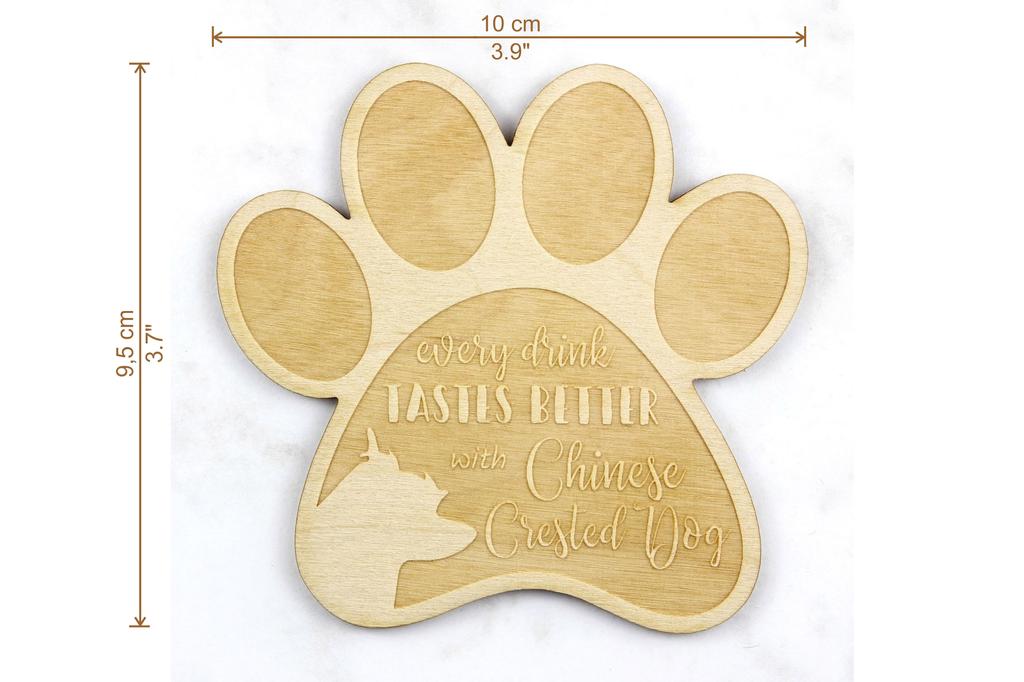 Chinese Crested Dog, Puff – Mug coaster, engraved coaster with dog | Art-Dog