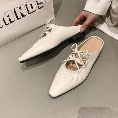 Модная женская обувь Шлепанцы с бантом-бабочкой Женские летние на внутренней низкой платформе 2025 Серебристая ткань Мэри Джейн из ПУ резины Римские Бабочка-