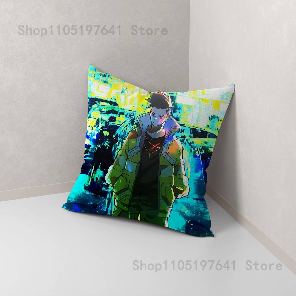 E-Edgerunners Game Cyberpunk (4) Pillow Case Plush Pillow Cases Home Decoration Pillow Cover for Sofa Bed Chair Living Room