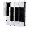 20 Cube Organizer Stackable Plastic Cube Storage Shelves Design Multifunctional Modular Closet Cabinet with Hanging Rod White Doors and Black Panels