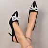 Fashion Elegant Pearl Bowtie High Heels Sandals Women Summer Ankle Straps Thin Heeled Pumps Woman Plus Size 43 Black Party Shoes