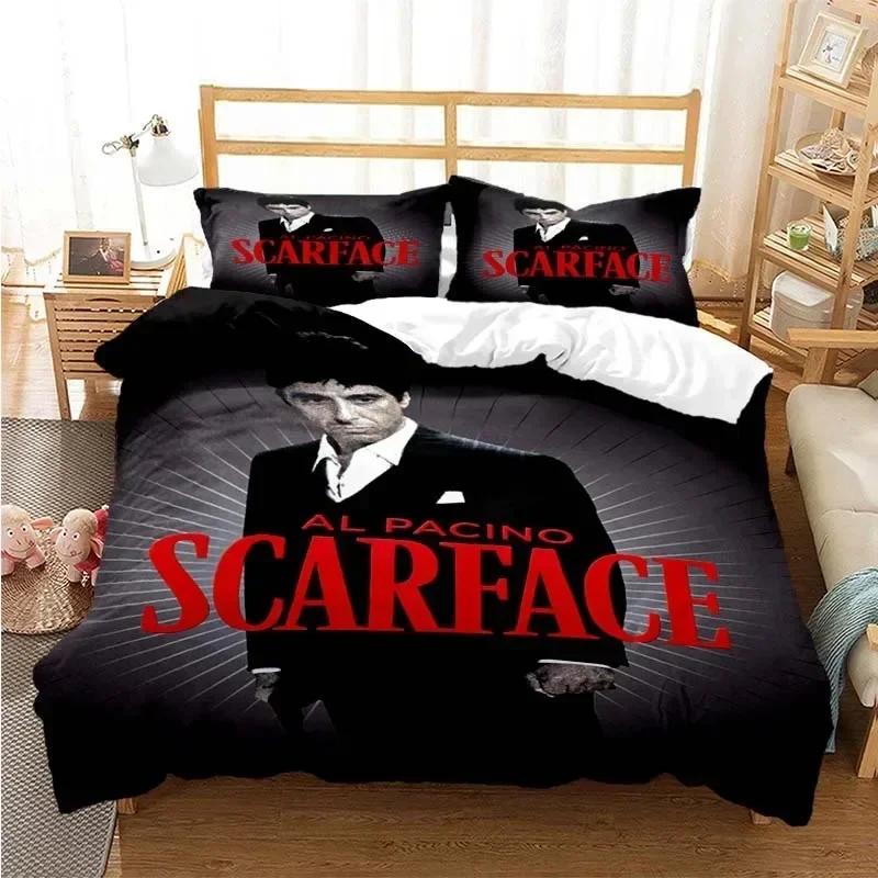 Tony Montana Scarfaces Printed Bed Set Duvet Cover Pillowcase Bedding Set Bed Linen Sheet Quilt Cover Full Queen King Size