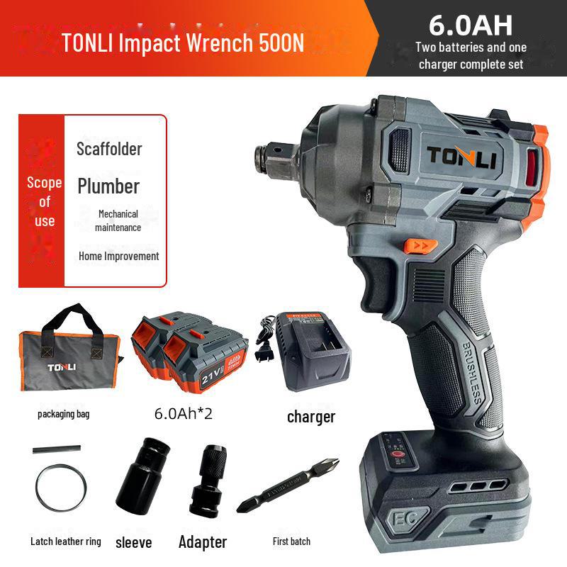 Бесщеточный электрический ударный гайковерт: Промышленный пневматический гайковерт с литиевой батареей для ремонта автомобилей.