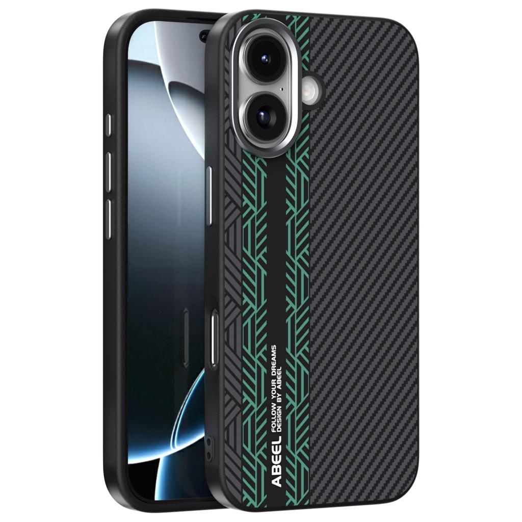 ABEEL For iPhone 17 Case PC + TPU + Aluminum Alloy + PU Leather Slim Phone Back Cover Compatible with MagSafe