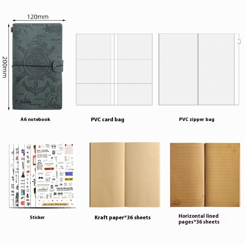 Vintage Strap Handbook Set Creative Note Diary Kraft Paper Notebook