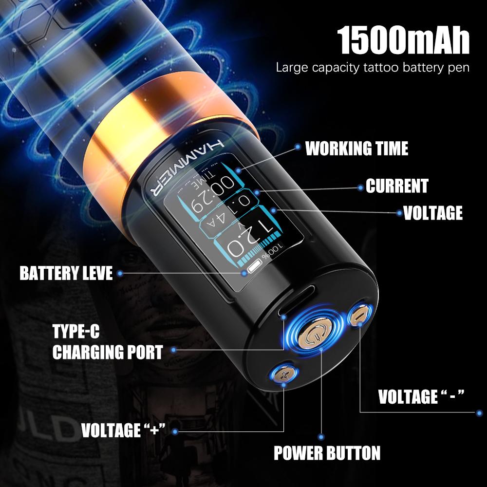 Беспроводная тату-машинка с вращающейся ручкой, мощный бесщеточный мотор с ходом 4 мм для тату-мастеров, кольцевой переключатель