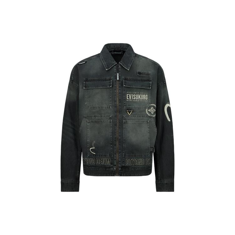 EVISU Denim Jackets Men's Light Gray Lapel Moderate Other 2ESGNM3JK744FFCT