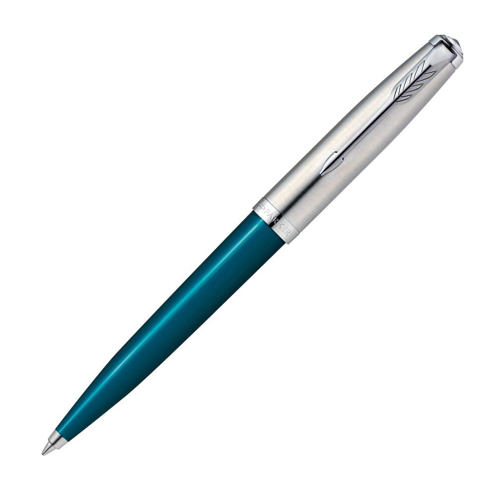 Parker Шариковая ручка 51 Бирюзово-синяя Средняя Подарочная Официальная 2123510Z CT, Наконечник, На масляной основе, В коробке, Импортная,