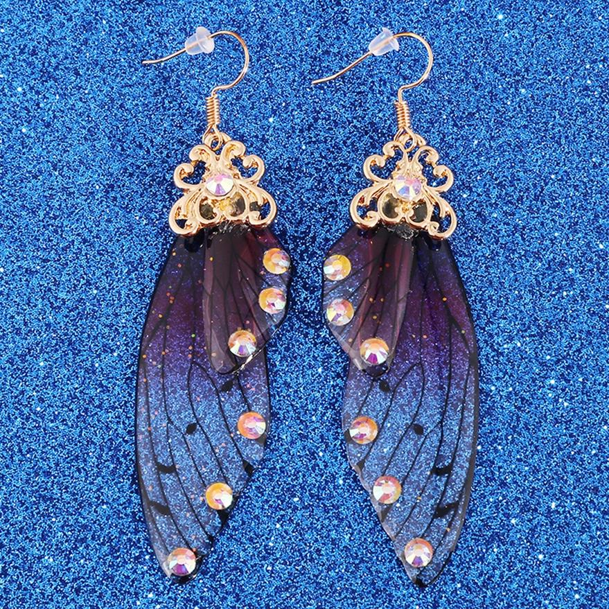 Модные женские украшения Элегантные серьги-капли Длинные серьги в форме крыла цикады