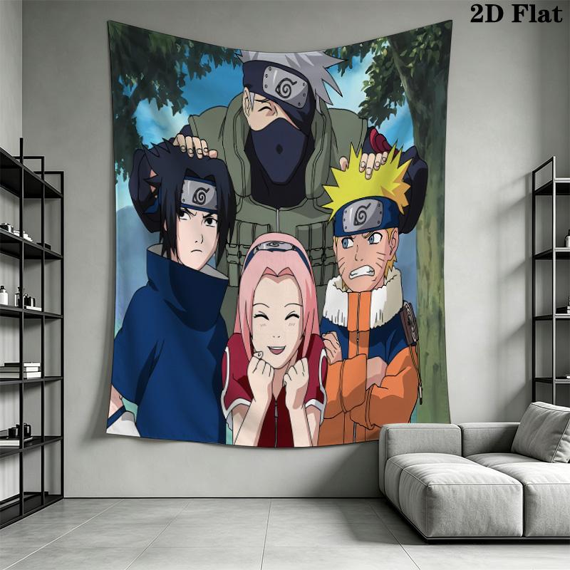 Naruto Team Adventure Wall Tapestry Aesthetic Wall Hanging Printed Fabric Blanket Decorative Tapestries For Bedroom Living Room Home Decor
