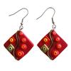 [R7923] - Red 'Cubism' Handcrafted Earrings - 30x30 Mm