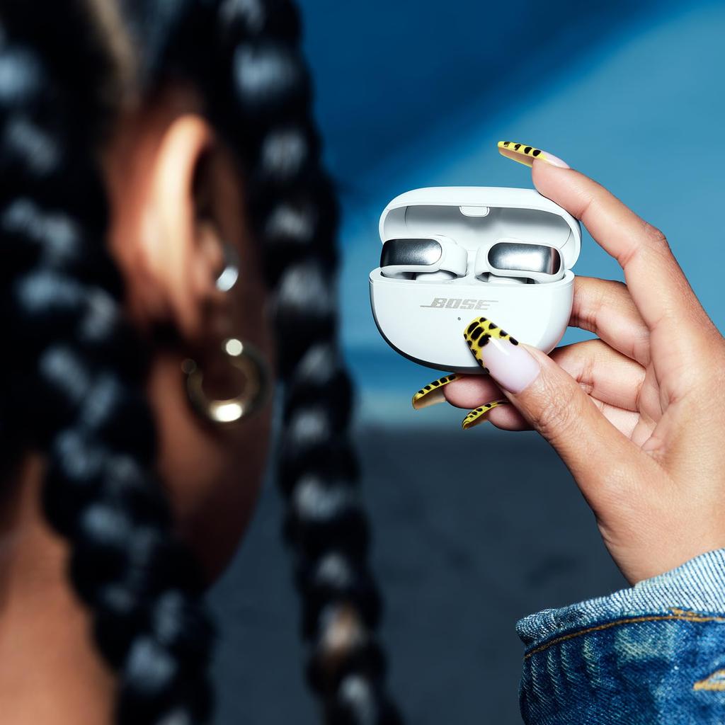 Bose Ultra Open Earbuds Completely Wireless Open Earbuds Spatial Audio Bluetooth Connection with Microphone Up To Hours Playtime Splashproof White