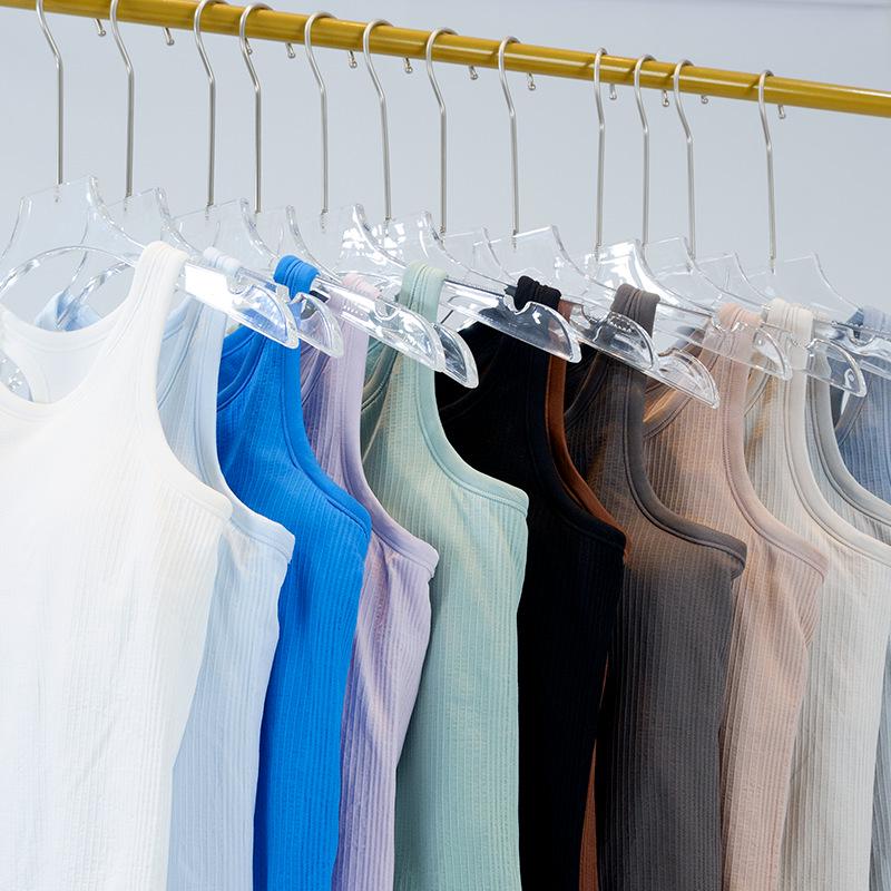 Женский топ для йоги с высоким уровнем эластичности, вязаный в рубчик, со встроенными нагрудными вкладышами, утягивающий талию и удобный для лета