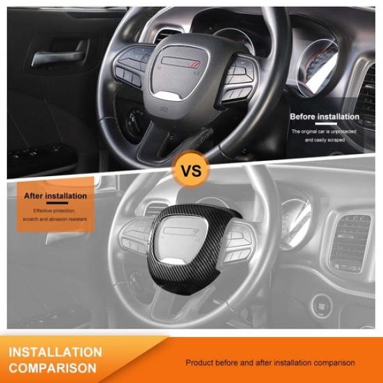 Carbon Fiber Center Steering Wheel Covers For Challenger Charger Durango SRT 15+