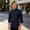 Durable Everyday Cultural Shirt Men Oktoberfest Shirt, Slim Fit Band Collar Traditional Costume Soft Comfortable Festival Wear Long Sleeve for