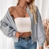 Женская осенняя короткая кардиганная толстовка на молнии, модная однотонная повседневная толстовка, куртка