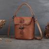 Женская сумка Street Vintage Bucket Baotou Layer Cowhide All-in-one Handbag Изысканная высококачественная сумка Sense Crossbody