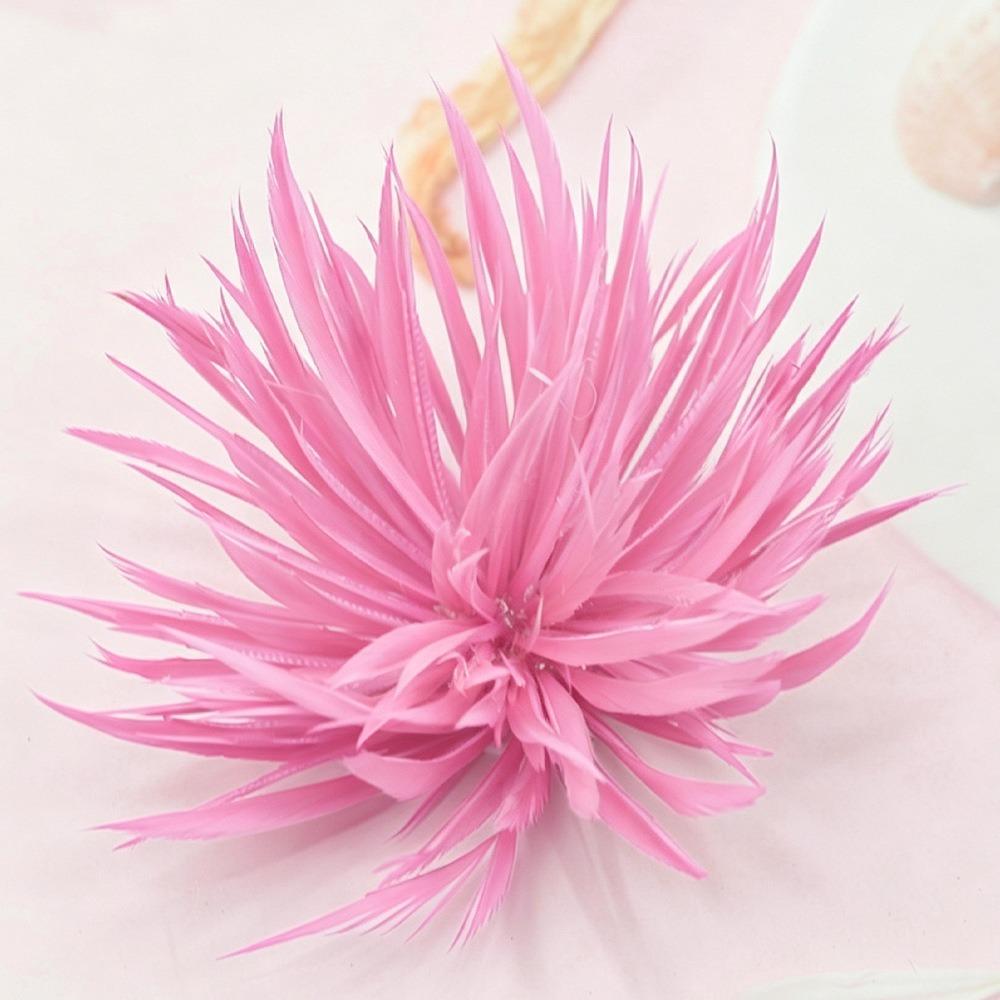 Handmade Flower Brooch Pin Feather Floral Lapel Pin Unique Feather Flower Brooch  Party Accessory