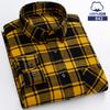 6XL Осенне-зимняя большая мужская рубашка в клетку из 100% хлопка с начесом, с длинным рукавом, устойчивая к сминанию, деловой кэжуал, не требующая глажки, плотная