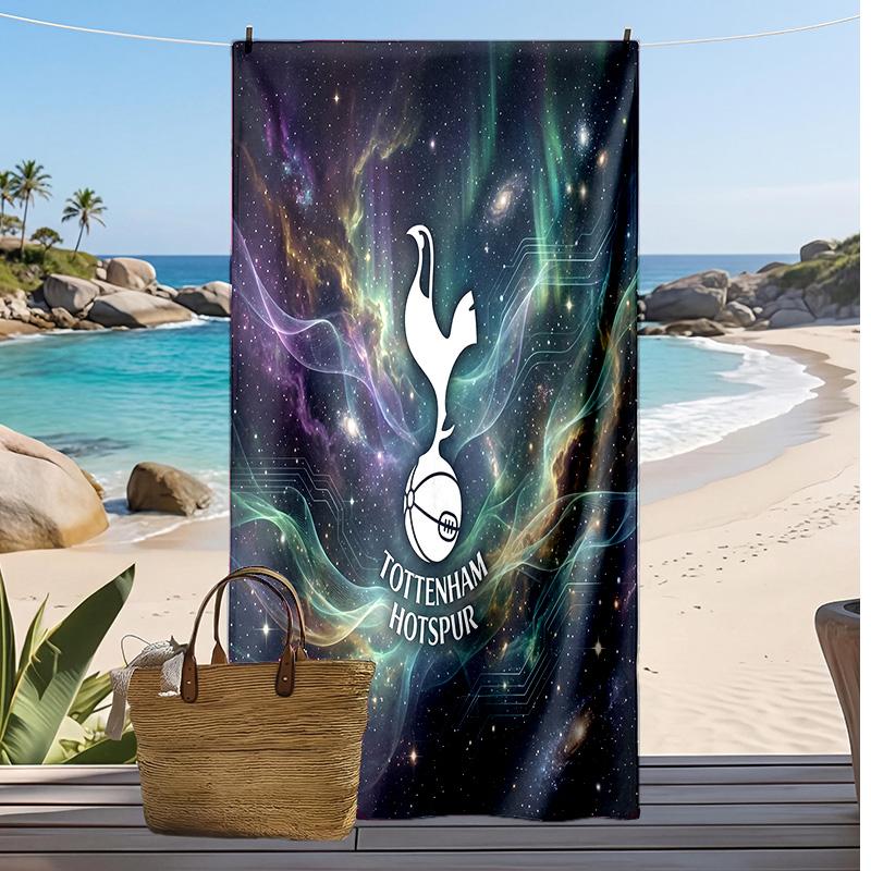 Пляжное полотенце с принтом Tottenham Hotspur, быстросохнущее, мягкое, портативное, большое, прямоугольное, пляжное покрывало для путешествий, бассейна
