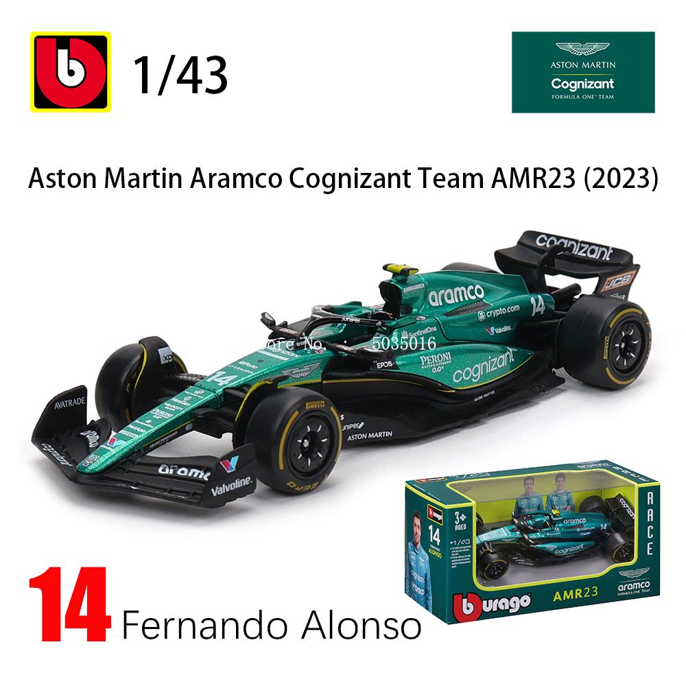 Ббураго 1:43 2023 F1 Aston Martin №14 Фернандо Алонсо №18 Лэнс Строллович Сплав Люксовая Литая Модель Автомобиля Серия Игрушек
