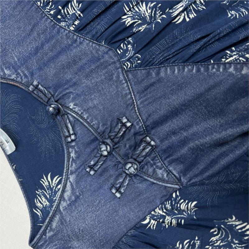 Johnature Платье с принтом в китайском стиле, летнее женское свободное хлопковое платье с круглым вырезом и половиной рукавов