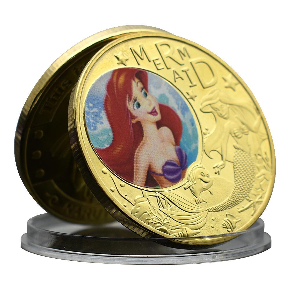 Beauty Coin, Children's Cartoon, Surrounding Gold Plated Color Commemorative Coin, Birthday Metal Souvenir, Collection Gift