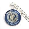 Saint Michael the Archangel Stainless Steel Glass Cabochon Protect Me Holy Shield Amulet Pendant Necklace