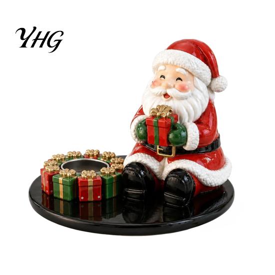 Seasonal Dining Table Decor Christmas Candle Holder, Cute Santa Claus/Snowman/Elf Boy/Gingerbread Tealight Resin Indoor Holiday Display Tabletop