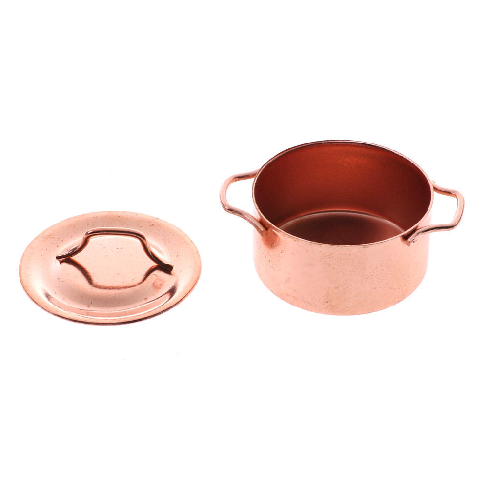 1/12 Кукольный домик Миниатюрная кухня Медный горшок с крышкой