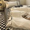 Purple Bow Washed Cotton Quilt Cover Lace Quilt Cover Four-piece Set Single Bed Sheet Dormitory Three-piece Set